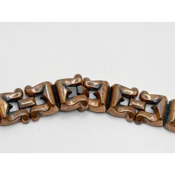 Renoir Solid Copper Modernist Chunky Unisex Statement Link‎ Bracelet 7.5” - Picture 3 of 7